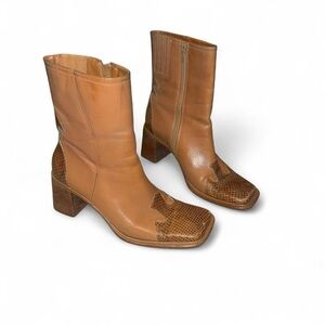 Diba Tan Leather Heeled Boots